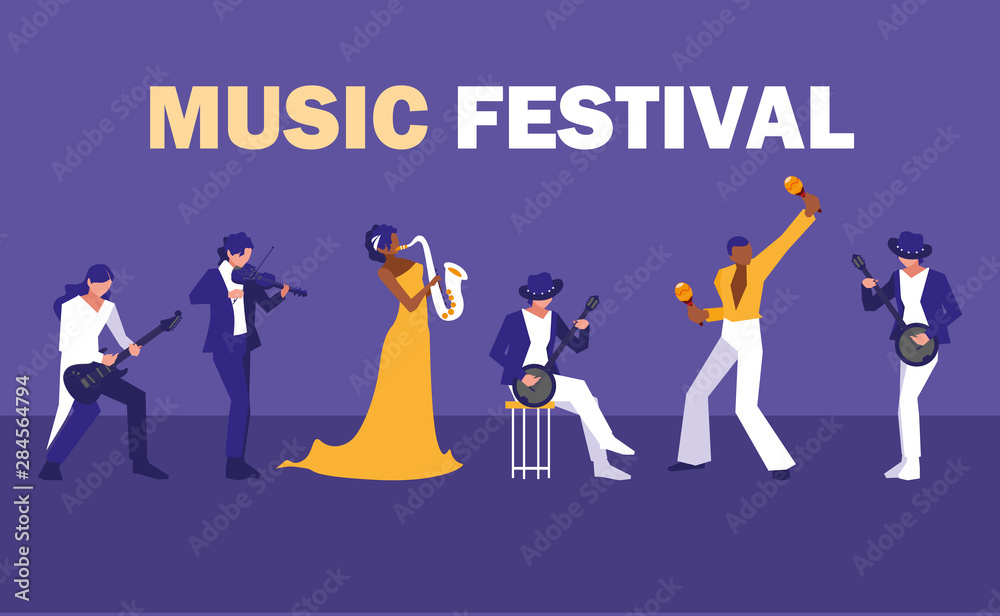 music festival poster with group of artists