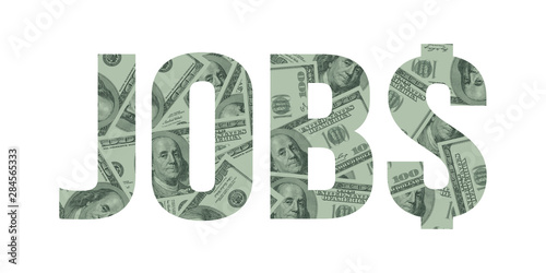 фотографія Jobs and Money Concept, Hundred Dollar Bills