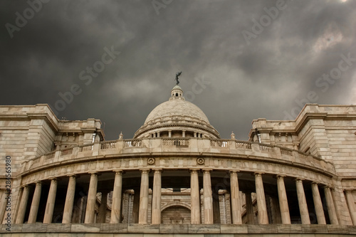 Landscape of Victoria Memorial located in Kolkata, West Bengal, India. It is dedicated to the memory of Queen Victoria and is now a museum and tourist destination in India. 