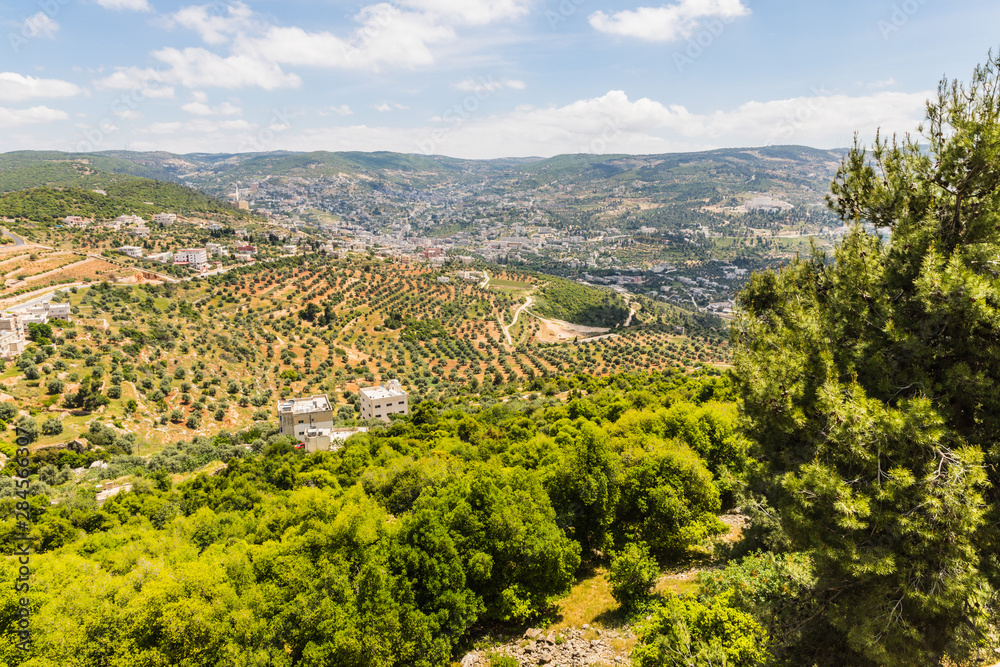 View from Ajloun Castle (Qalʻat ar-Rabad), is a 12th-century Muslim castle situated in northwestern Jordan. 