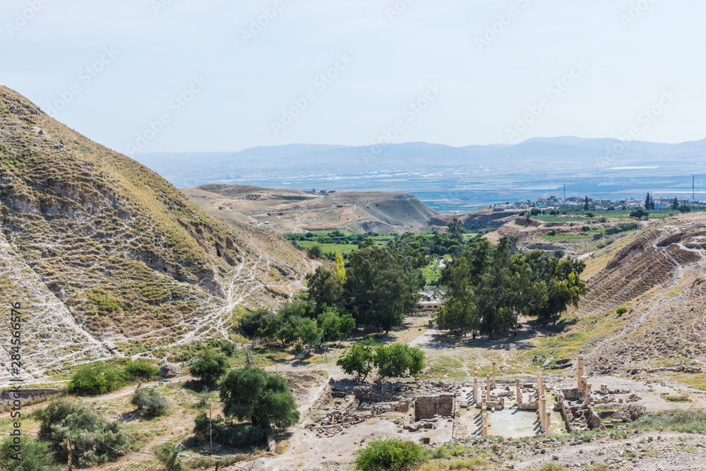 Top view of the mountain valley near Pella (Tabaqat Fahl), Jordan