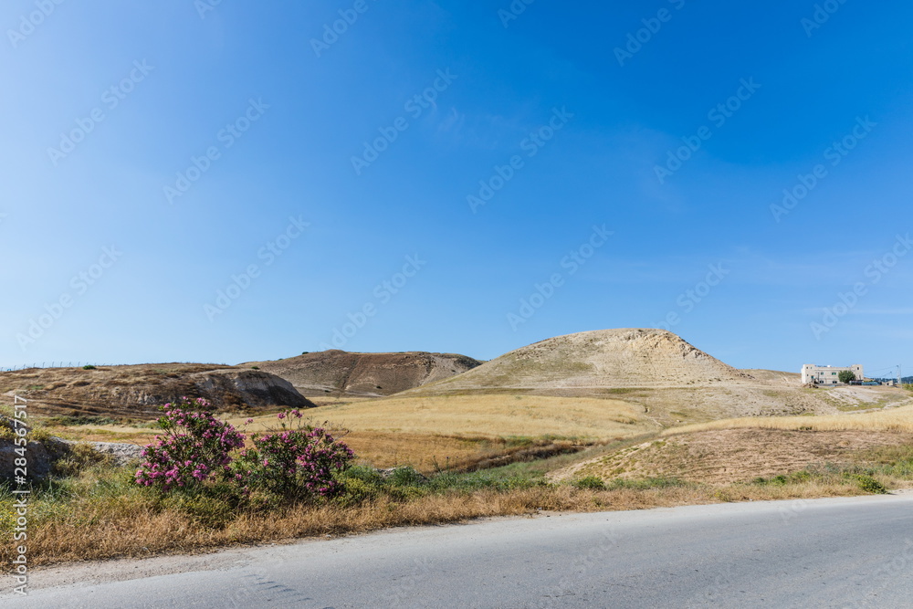 Top view of the mountain valley near Pella (Tabaqat Fahl), Jordan