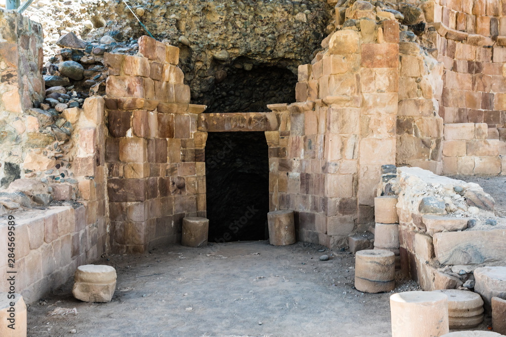 Lot's Cave in Jordan. In ancient times the site near Safi was identified with the place were Lot is said to have lived in a cave with his two daughters. Lot's Cave in Jordan. In ancient times the site near Safi was identified with the place were Lot is said to have lived in a cave with his two daughters.