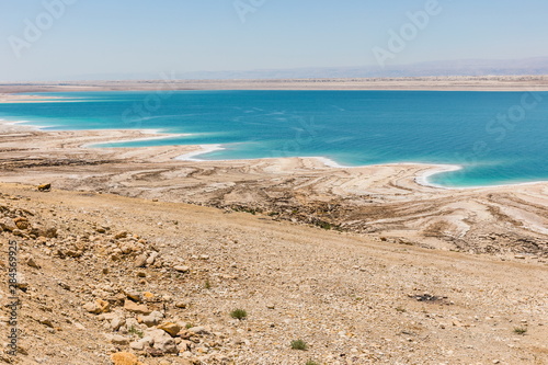 views of the Dead Sea coast in Jordan