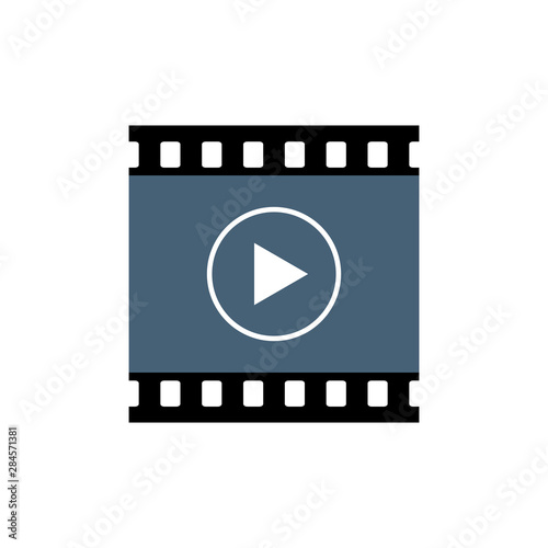 Playback button icon, video movie play vector isolated on white background