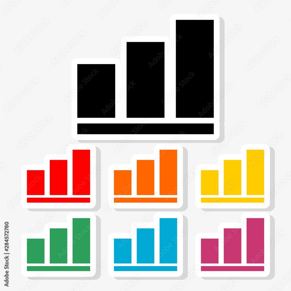 Growing graph sticker icon. Set of colored stickers Growing graph sticker icon. Set of colored stickers