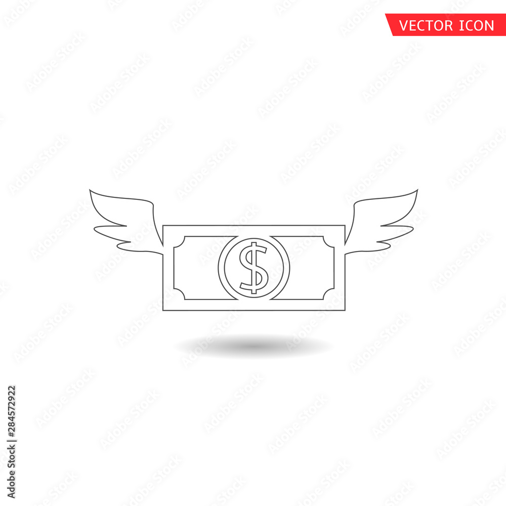 Flying dollar coin icon Flying dollar coin icon