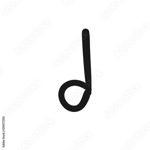 Music note doodle icon, hand drawn musical symbol