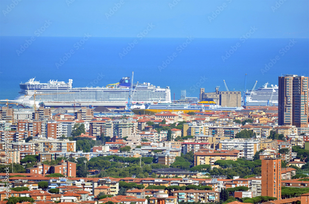 italy livorno city harbor panoramic