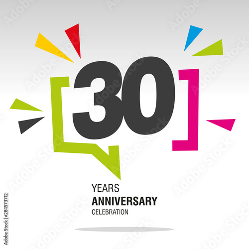 30 Years Anniversary colorful white modern number logo icon banner