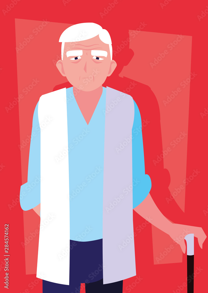 old man with cane avatar character old man with cane avatar character