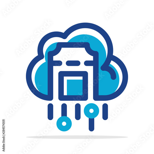 Illustrated icon with the concept of a ticket management system based on cloud computing technology