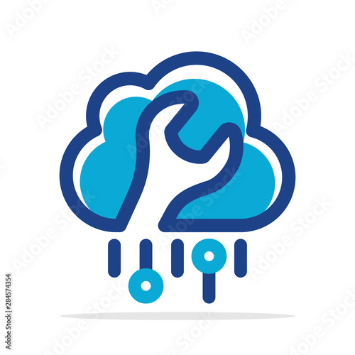 Illustrated icon with the concept of a recovery system, a repair system based on cloud computing technology