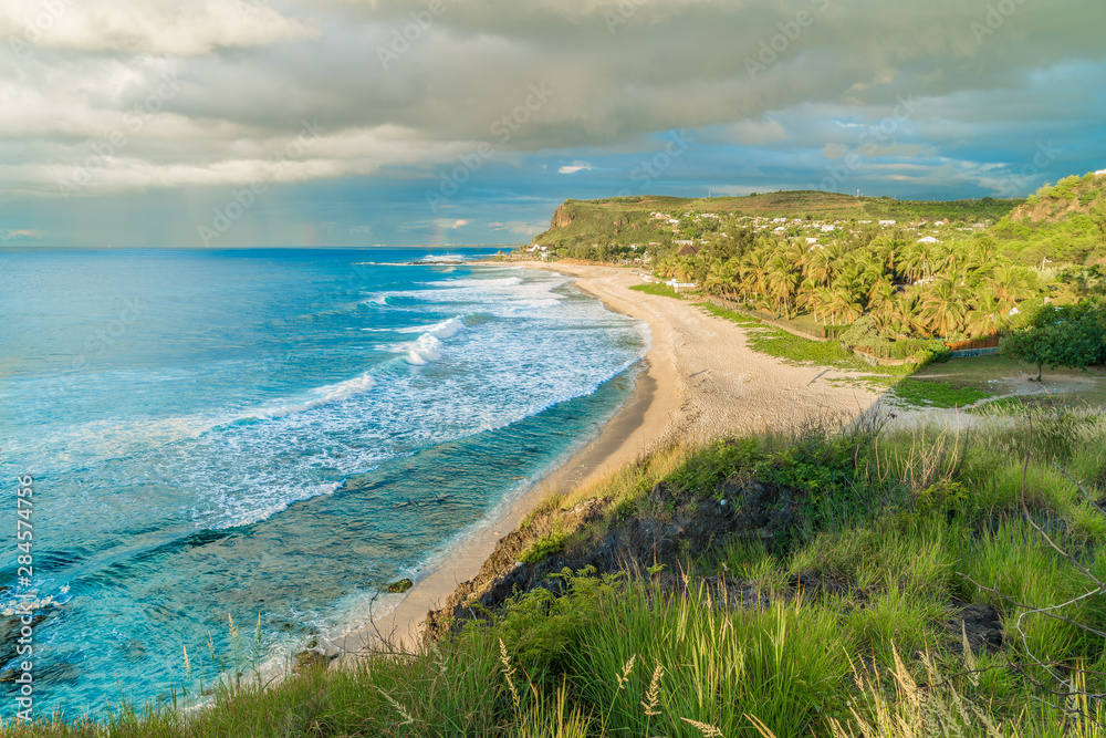 Landscape with Boucan Canot beach at Reunion Island, Africa