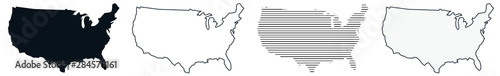 US Map Black | USA Border | United States Country | America | Variations