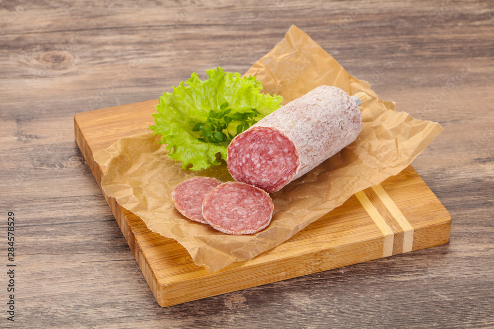 Italian dry Saliami pork sausage Italian dry Saliami pork sausage