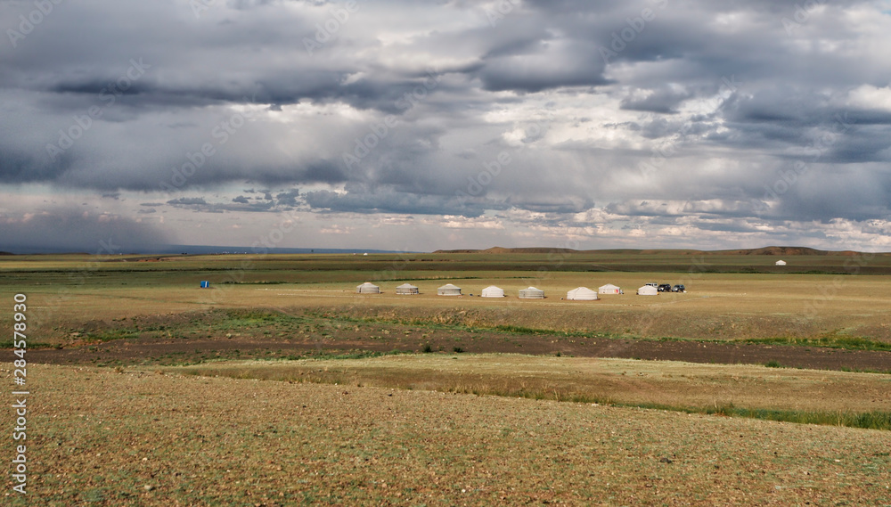 Secluded Mongolian Gers at the Gobi Desert, Mongolia