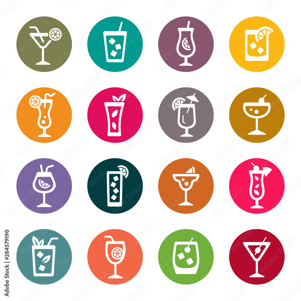 Summer cocktails vector icons