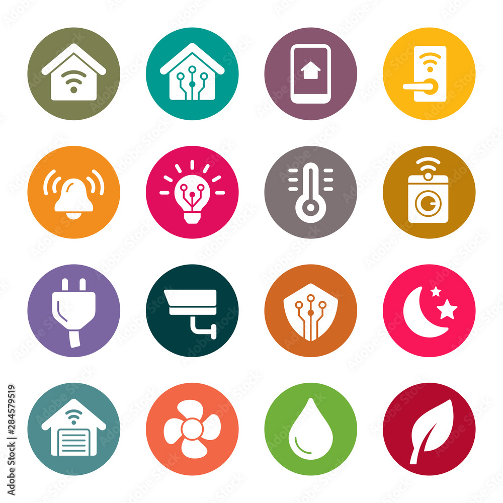 Smart home system vector icons Smart home system vector icons