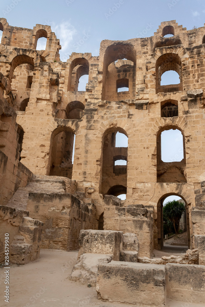 ruins of ancient amphitheater in tunisia