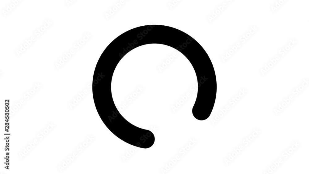Loading circle icon animation isolated on black background. Loopable animation with rotating arrow.
