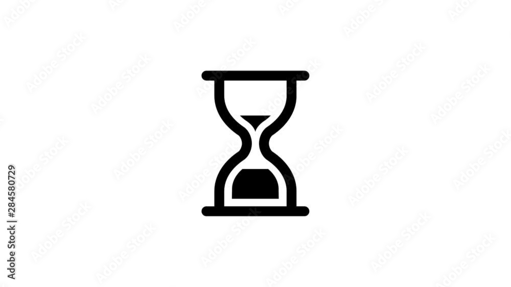 Loading hourglass animation - loading icon animation. Loopable animation with rotating arrow.