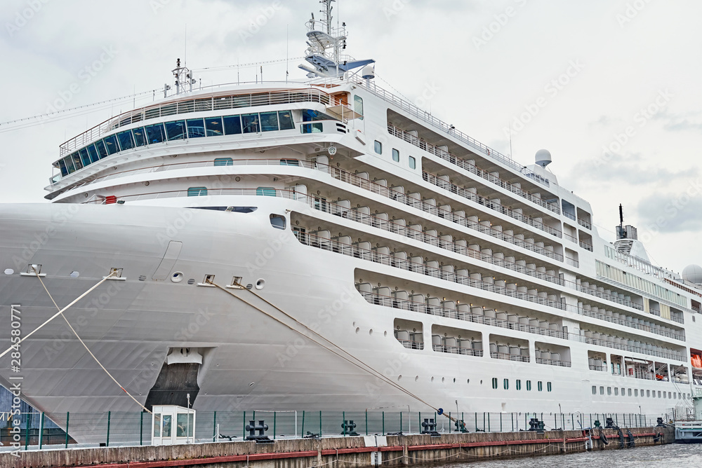 White cruis ship liner docked in the port White cruis ship liner docked in the port