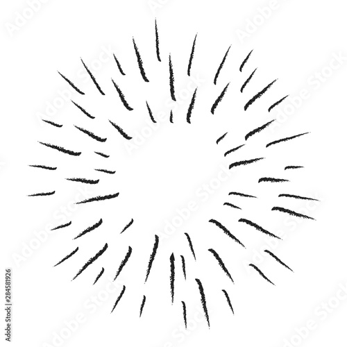 Starburst doodle, hand drawn sun burst sketch explosion