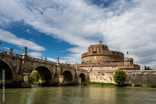 Castel Sant Angelo in Rome on Tiber River, built in ancient Rome, Italy.