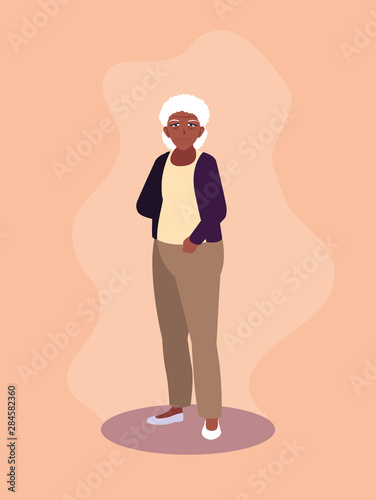 old woman afro avatar character