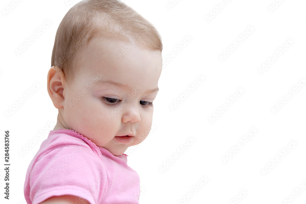 Little girl with cute cheeks isolated on white Little girl with cute cheeks isolated on white