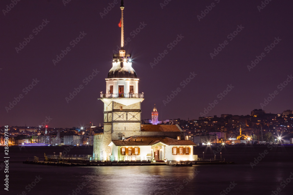 Maiden's Tower and Galata Tower at night