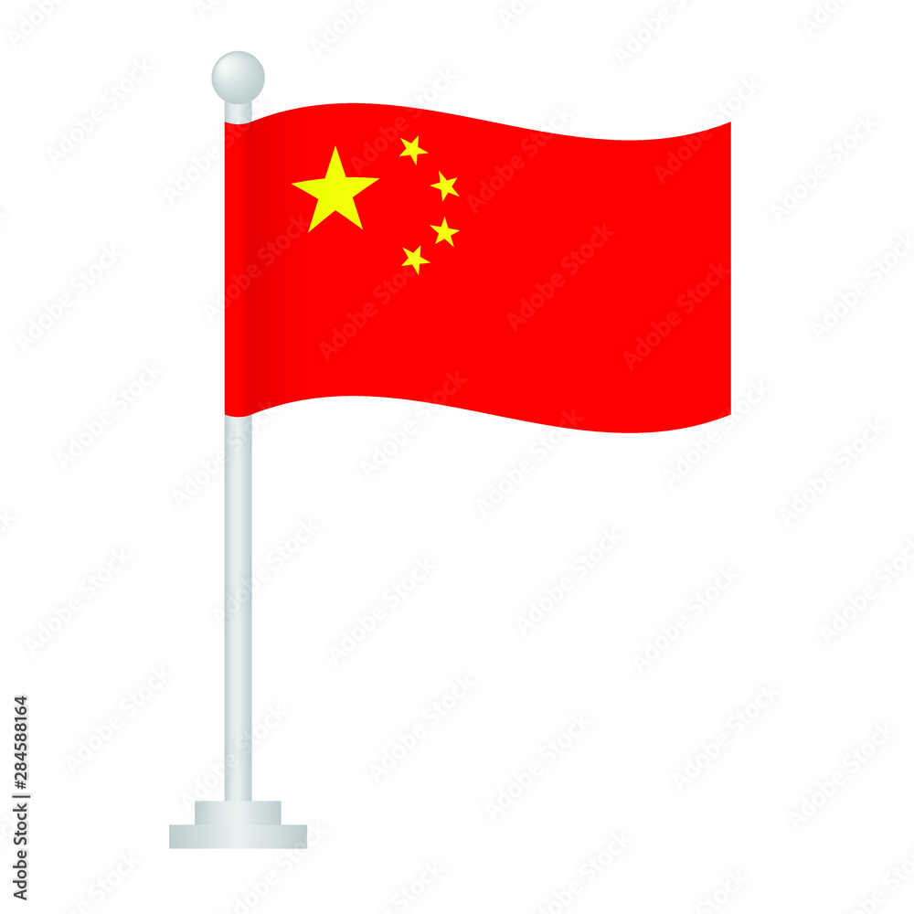 China flag. National flag of China on pole vector China flag. National flag of China on pole vector