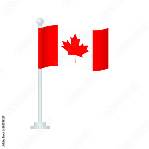 Canada flag. National flag of Canada on pole vector 