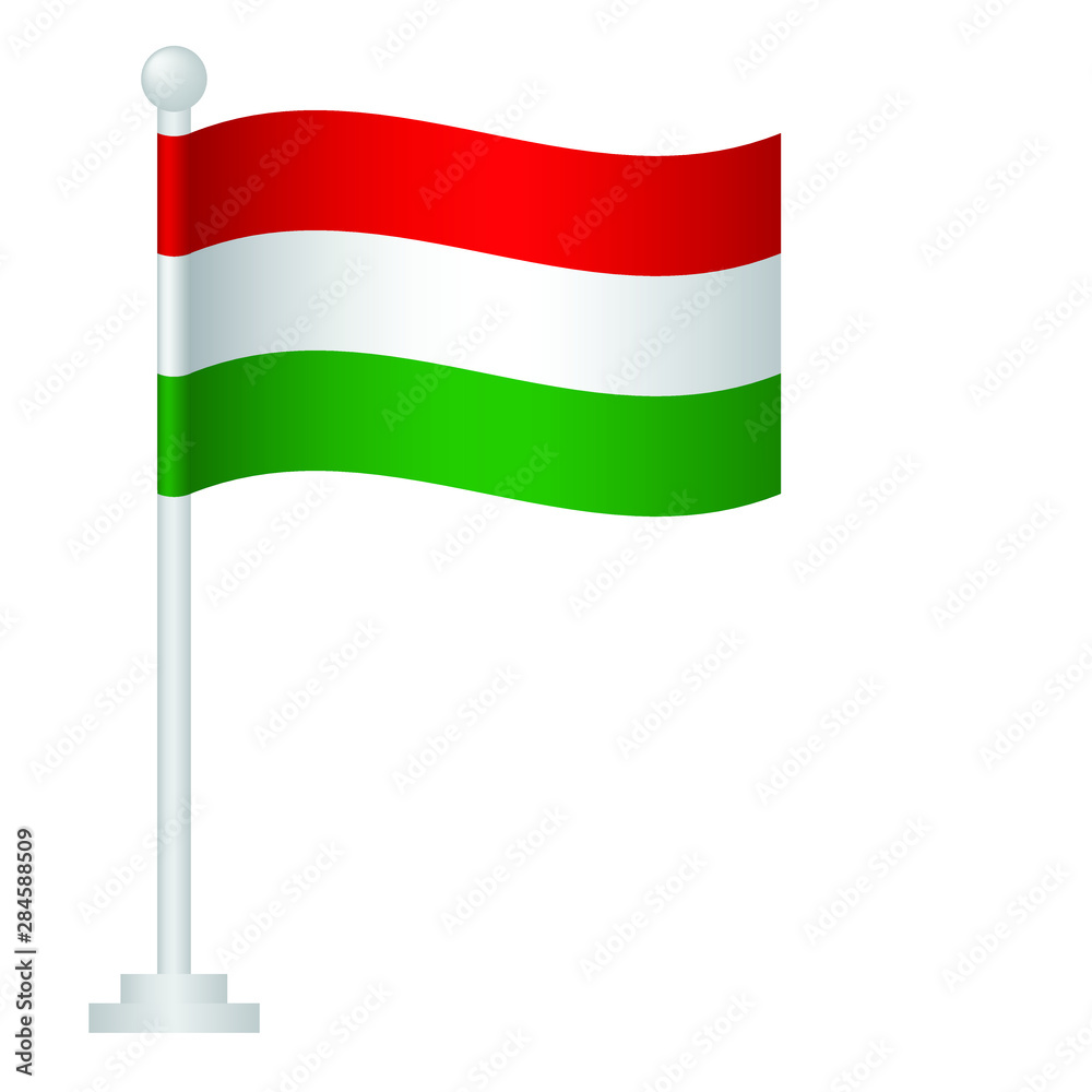 Hungary flag. National flag of Hungary on pole vector 