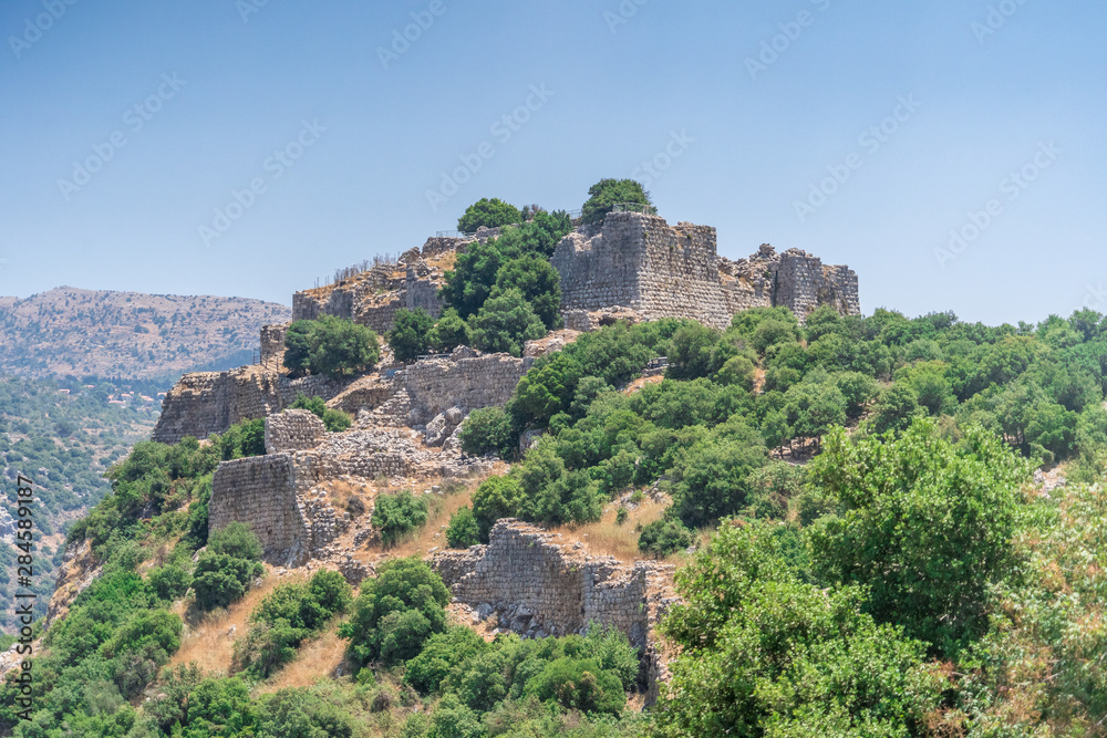 13th century Islam Nimrod fortress built against the Crusaders on the Golan heights in Israel near Lebanon and Syria