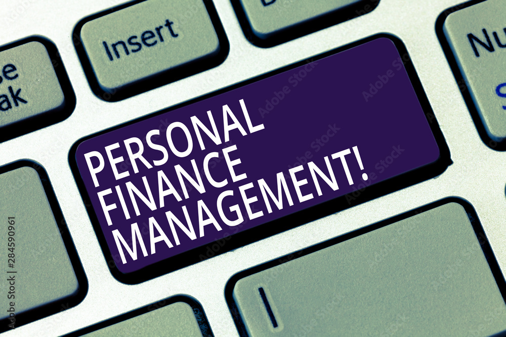 Word writing text Personal Finance Management. Business concept for analysisaging income, expenses and investment Keyboard key Intention to create computer message pressing keypad idea Word writing text Personal Finance Management. Business concept for analysisaging income, expenses and investment Keyboard key Intention to create computer message pressing keypad idea