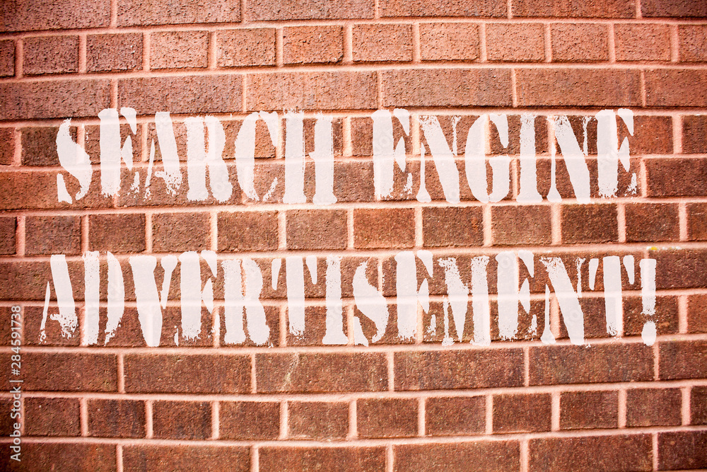 Text sign showing Search Engine Advertisement. Conceptual photo Placing online advertisements on webpages Text sign showing Search Engine Advertisement. Conceptual photo Placing online advertisements on webpages