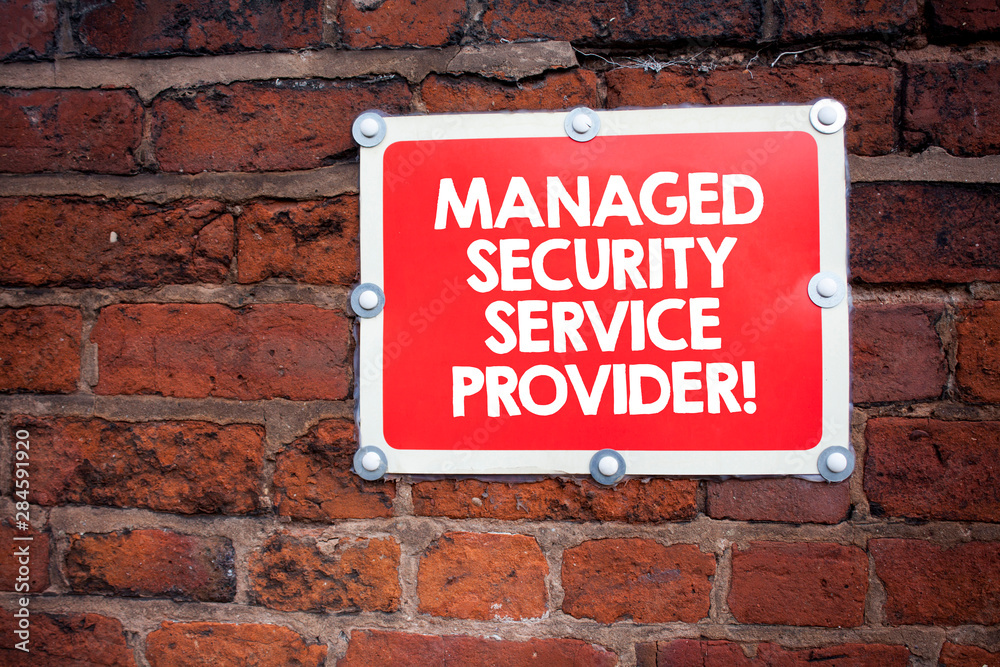 Obraz premium Handwriting text writing Managed Security Service Provider. Concept meaning Safety data technology analysisagement