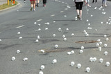 Paper cups lying on the road