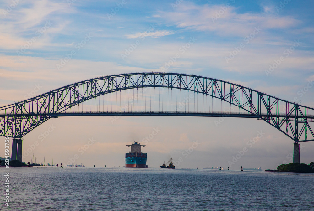 Naklejka premium The bridge of the americas is a road bridge in panama which spans the pacific entrance to the panama canal