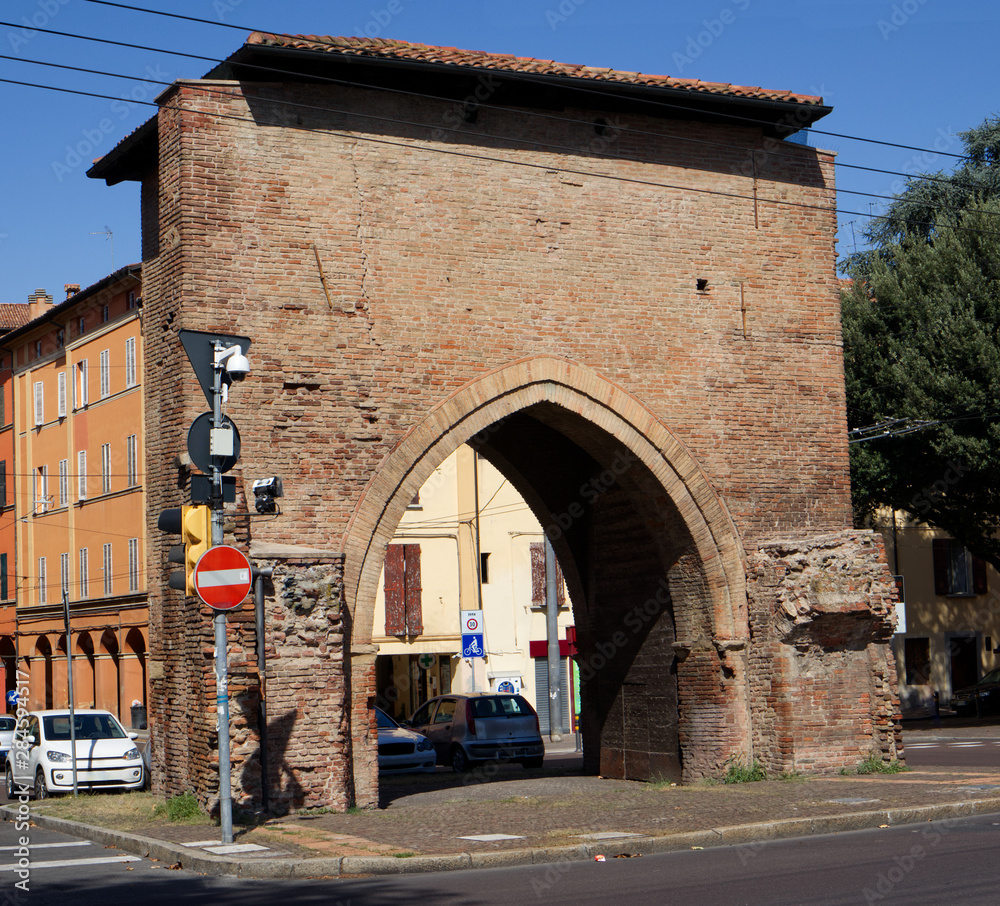 The old city gate of San Vitale in Bologna, Porta San Vitale. Bologna, Emilia Romagna, Italy