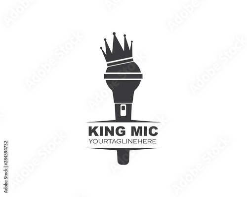 microphone icon logo of karaoke and musical vector illustration design