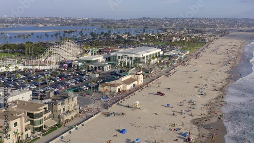 Aerial of Belmont Park and Mission Beach from Right to Left San Diego photo