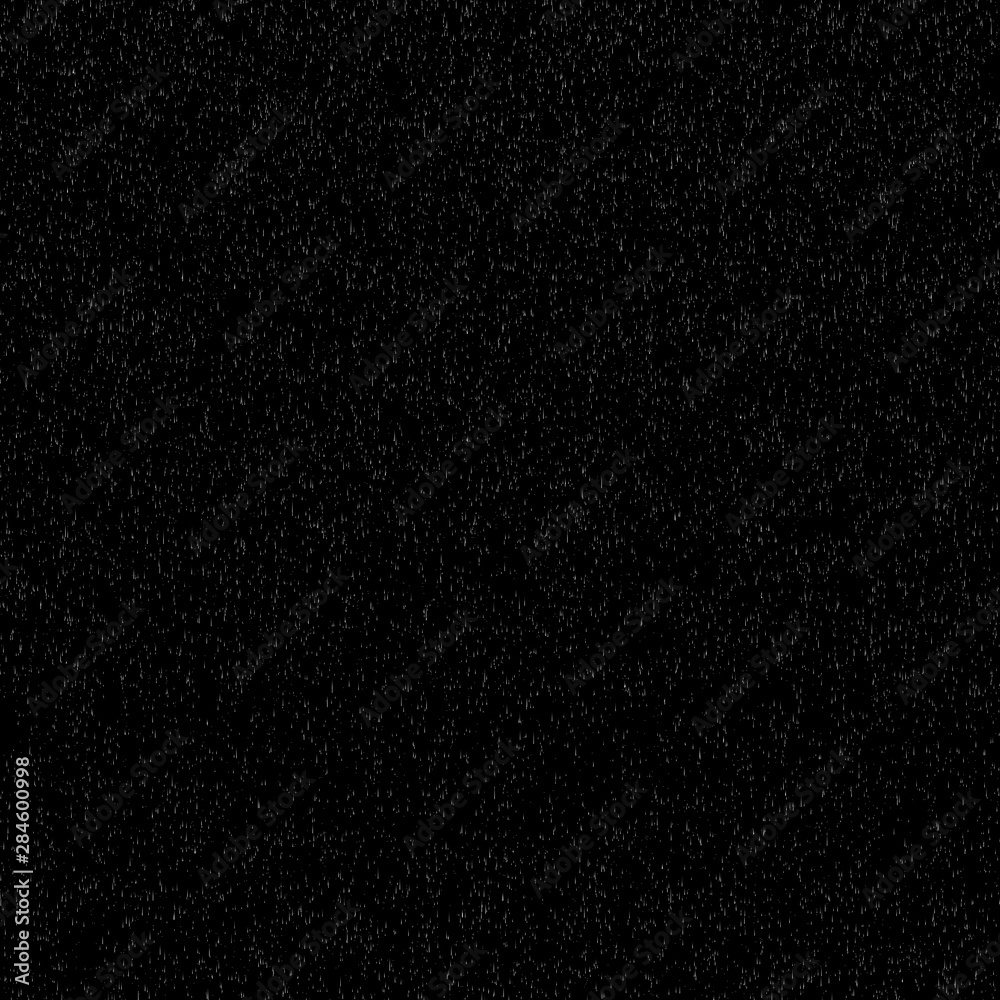 Texture of light rain on a black background overlay effect. Rain texture. Abstract background.