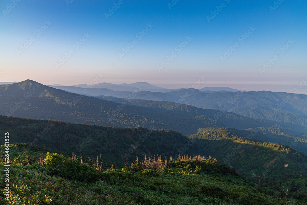 Fototapeta premium Hachimantai in the early summer morning