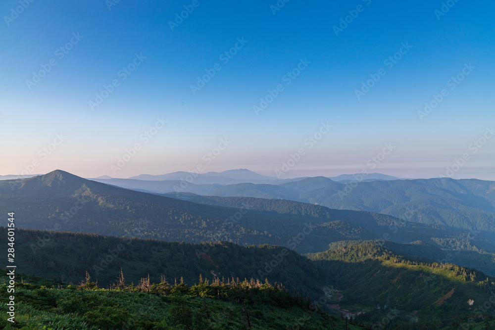 Fototapeta premium Hachimantai in the early summer morning