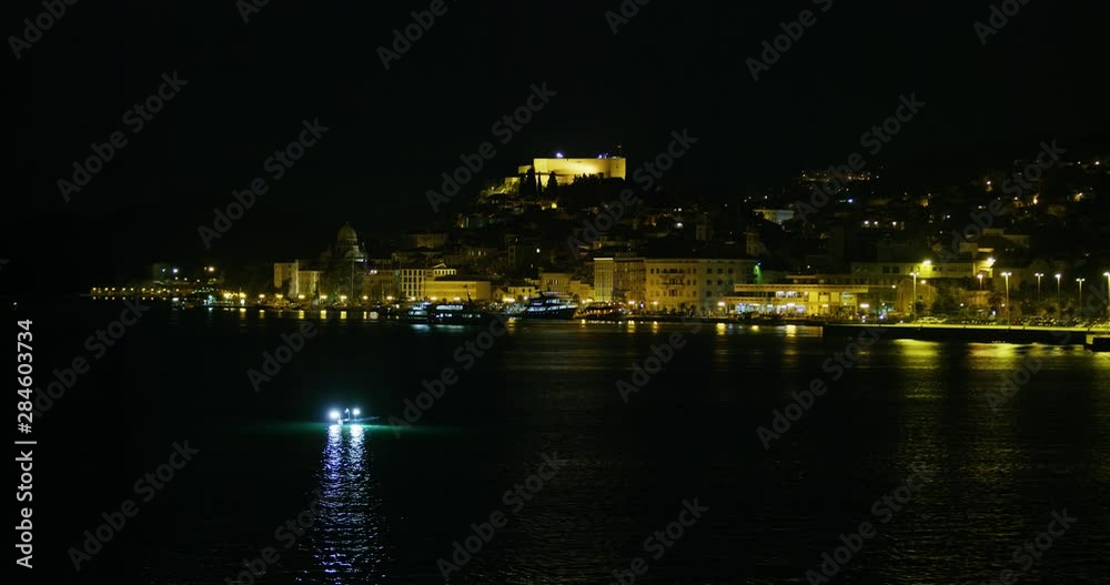 Sibenik and St. Michael Fortress night panorama