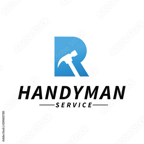 Handyman services Logo vector design, Letter R Logo
