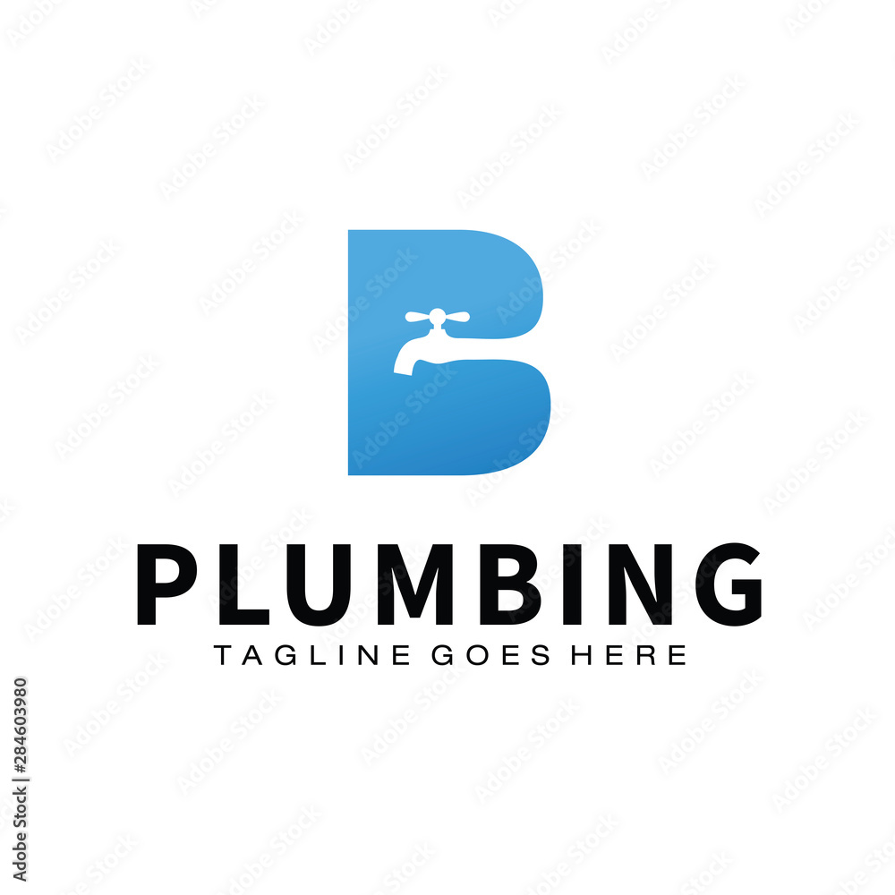 Plumbing Service Logo Template, Letter B Logo Stock Vector | Adobe Stock